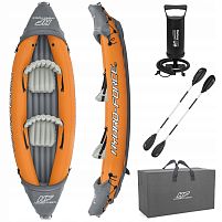 Каяк надувний двомісний (байдарка) BestWay 65077 Lite-Rapid X2 Kayak (88*321 см., навантаження до 160 кг., весла, насос, помаранчевий)