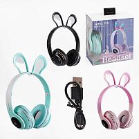 Навушники C 64085 3 види, bluetooth, світло, карта пам’яті, слот для AUX-кабелю, мікрофон, акум. 250 mA,, в коробці, ВИДАЄТЬСЯ МІКС ВИДІВ