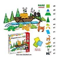 Магнітний конструктор SQ 68001-6 30 деталей, 5 об’ємних фігурок тварин, в коробці
