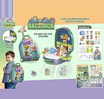 Набір тварин DL 9993-2 герой, 5 фігурок тварин, аксесуари, ігрова платформа, висувна ручка, ремінець, на колесах, у валізі