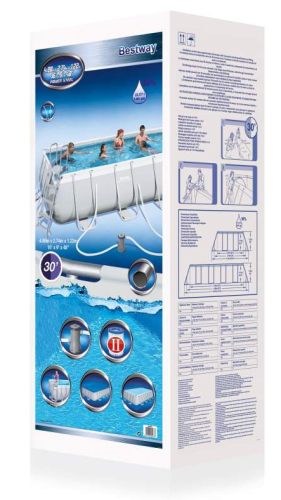 Каркасний басейн Bestway 56670 (122*244*488 см, об'єм:11532 л, картр.фільтр-насос 3028 л/год, дозатор хлору,драбина,тент, підстилка, серія:PowerSteel) фото 11