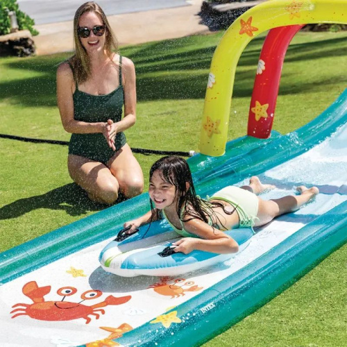 Дитячий надувний ігровий центр Intex 56167 «Веселий серфінг» (Водна гірка з двома дошками для спуску, 99*137*561 см) фото 3