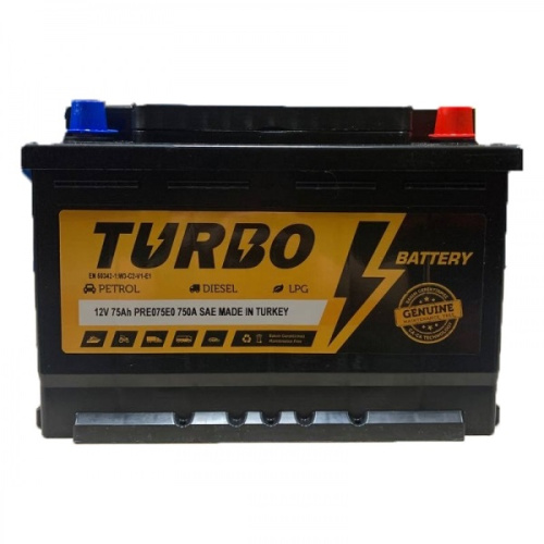 Картинка  Автомобільний акумулятор Turbo 6СТ-75 (0) (JIS, Ca/Ca, 12V, 75Ah, PRE075A0, EN720A, Euro, 173*220*260 мм., Турція, 2023 рік) от магазина cd-market фото 2