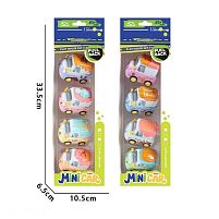 Набір машин KX 16-4 2 види, 4 штуки, розмір: 6х4х5 см, металопластикові, інерція, гумові елементи, в коробці