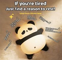Нічник C 71560 “Панда”, розмір - 14х13х6.5 см, матеріал — силікон; 3 режими інтенсивності підсвічування, таймер, USB - кабель, в коробці