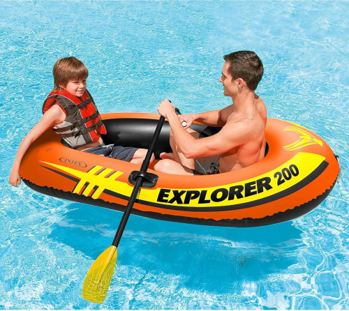 Човен надувний Intex 58331 «Explorer 200 Set» (94*185 см, гребний, півторамісний, двокамерний, надувне дно, до 95 кг.) фото 10