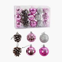 Новорічні прикраси C 67313 15 штук, кульки, шишки, D = 5 см, в слюді