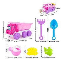 Пісочний набір 8295-35 B машинка, лійка, 2 формочки, лопаточка, граблі, в сітці