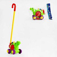 Каталка 0513 "Динозаврик", на паличці, з дзвінкими елементами, у пакеті