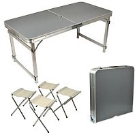 Стіл-валіза зміцнена (мдф, алюм.каркас, 4 стільці) 120*60*70см Stenson MH-5363-2