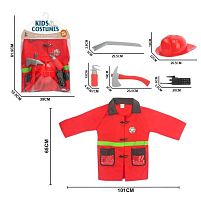 Набір пожежника MJS 004-1 каска, форма пожежника, вогнегасник, сокира, лом, рація, в пакеті