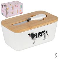 Маслянка з ножем і бамбуковою кришкою 17*10*8см Stenson R37338