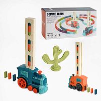 Потяг 8089 C 2 кольори, світло, звук, автоматичне викладання цеглинок, аксесуари, 60 цеглинок, на батарейках, в коробці