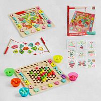 Ігровий центр 30351 "4FUN Game Club Wood", магнітна рибалка, сортер, мозаїка, гра-шнурівка, кульки, в коробці