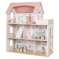 Будиночок для ляльок Bambi MD 0155 (26*61*70,5 см, дерево, 3 поверхи, кімнати, балкон, меблі, фігурки людей)