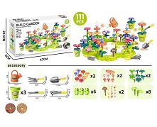 Конструктор A 42-3 “Квітковий сад”, набір садівника,111 елементів, граблі, лопата, вила, лійка, вазон, квіти, в коробці