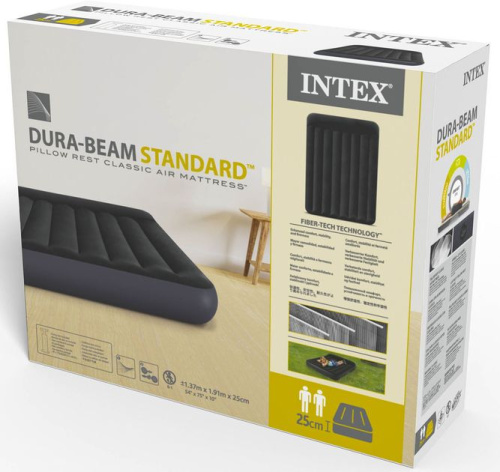 Надувний матрац Intex 64142 «Dura-Beam» (25*137*191 см, 30 см з підголівником, півторамісний, до 272 кг) фото 5