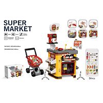 Супермаркет 668-130 розмір - 51х38х85 см, 54 предмети, звуки, підсвічування, візочок, холодильник, сканер, касовий апарат, банківська картка, купюр