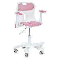Крісло дитяче Bambi M 6151-8 (колеса: 6 шт, Ø5 см, гумове покриття, підлокітники, пластик/метал, спинка: тканина, рожевий/білий)