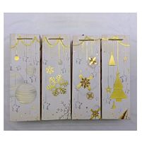 Пакет новорічний паперовий під пляшку "Christmas stars" 12*9*35см Stenson R33085