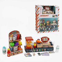 Магазин MW 5581 касовий апарат, звук, репліки англ. мовою, підсвічування, стелаж, муляжі, прикраси, наліпки, в коробці