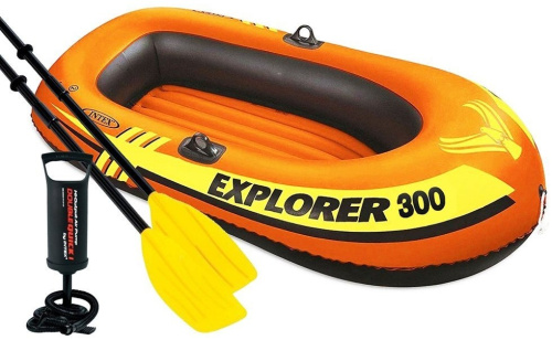 Човен надувний Intex 58332 «Explorer 300» (41*117*211 см, гребний, двомісний, двокамерний, весла ↔120 см, надувне дно, до 186 кг) фото 2