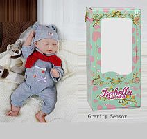 Пупс QM 24010 "TK Group", функціональний, датчик руху, звуки: сміх, плач, засинає, висота: 42 см, гумовий, пустушка, пляшечка, памперс, шарф, кап