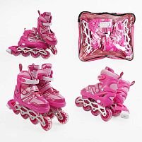 Ролики дитячі Best Roller 80273-М (розсувні, розмір 34-38, колеса: 4/Ø65 мм/PVC, в один ряд, гальмо заднє, підсвітка, сумка)
