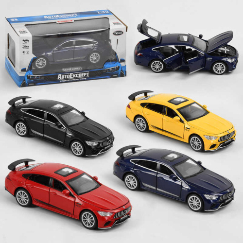 Машинка 26902 "Авто Експерт", 4 кольори, металопластик, 1:32, світло, звук, інерція, відчиняються двері, багажник, капот, в коробці, МІКС ВИДІВ