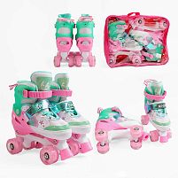 Ролики дитячі Best Roller 60559-18 М (розсувні, розмір 34-38, колеса: 4/Ø45 мм/PU, в два ряда, гальмо переднє, підсвітка, сумка)