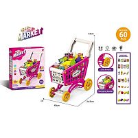 Супермаркет 922-153 60 елементів, візок для покупок, муляжі продуктів, наліпки, в коробці