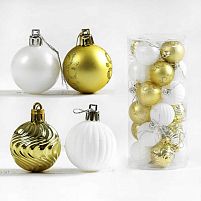 Новорічні прикраси D 35026 24 шт, кулька, D = 4 см, у слюді