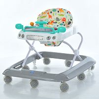 Ходунки дитячі Bambi M 6061-11-4 (54-58*62*71 см., колеса: 8 шт, Ø6,5 см, стопори: 2 шт., висота: 3 положення, музика, світло, кермо, піщалка, сірий)