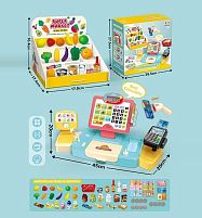 Супермаркет HS 6633 розмір: 20х45х20 см, касовий апарат, калькулятор, сканер, звук, підсвічування, продукти, продуктовий кошик, гроші, банківськ