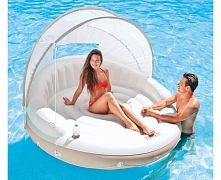 Плотик надувний для плавання Intex 58292 (Ø199 см, ↑150 см, спинка, підсклянники, трос, навіс, вік 12+, до 150 кг)