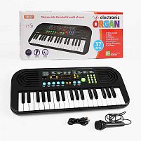 Синтезатор BD 9900 37 клавіш, мікрофон, регулювання гучності, мелодії, запис та відтворення звуків, працює від мережі та батарейок, USB-кабель, з