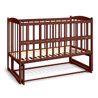 Ліжечко дерев`яне маятник - відкидний бортик "Няша" вільха - колір шоколад, у плівці