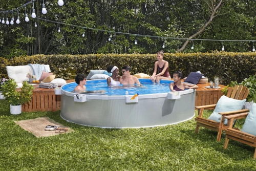 Каркасний басейн сталевий Bestway 561RW (61*305 см, об'єм: 3790 л, картриджний фільтр-насос 1250 л/год, тент, серія: Tanx)