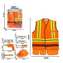 Набір тесляра MJS 005-1 каска, форма тесляра, молоток, дриль, викрутка, гайковий ключ, в пакеті