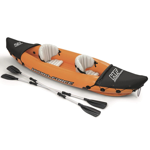 Каяк надувний двомісний (байдарка) BestWay 65077 Lite-Rapid X2 Kayak (88*321 см., висота: 44 см., навантаження до 160 кг., весла, насос, помаранчевий)