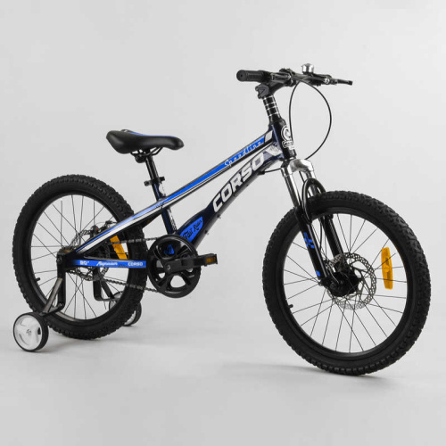 Дитячий магнієвий велосипед 20'' CORSO «Speedline» MG-64713 (1) магнієва рама, дискові гальма, додаткові колеса, зібраний на 75% фото 3