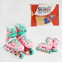 Ролики дитячі Best Roller 17107-М (розсувні, розмір 34-37, колеса: 4/Ø65 мм/PU, в один ряд, гальмо: заднє, підсвітка)