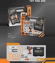 Набір інструментів 778-112 22 елементи, функціональний дриль, гаєчний ключ, плоскогубці, викрутка, в коробці