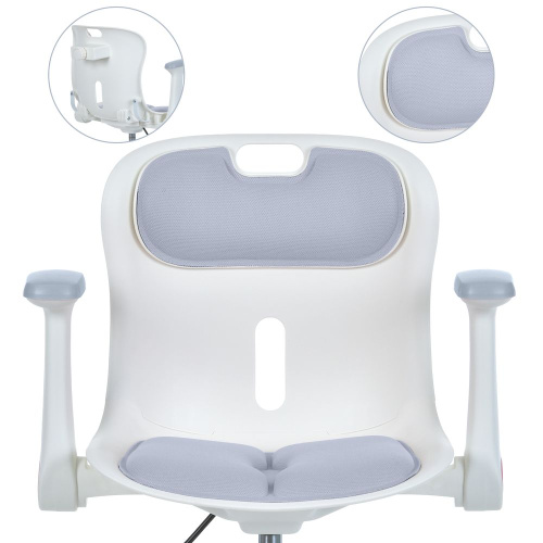 Крісло дитяче Bambi M 6151-11 (колеса: 6 шт, Ø5 см, гумове покриття, підлокітники, пластик/метал, спинка: тканина, сірий/білий) фото 4