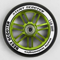 Колесо для трюкового самоката WH - 7402/110 "Best Scooter", колір ЗЕЛЕНИЙ, 110 мм PU, підшипник ABEC-9