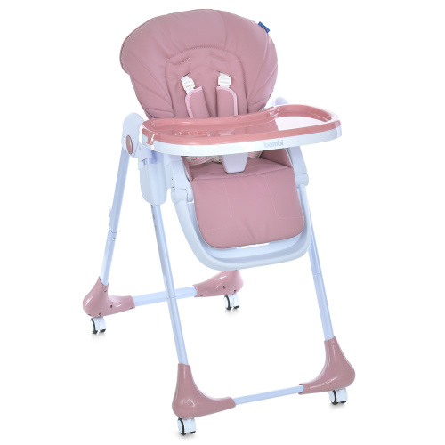 Стільчик для годування Bambi M 3233L Pink (60*88*109 см, 4 колеса Ø5 см, регулювання: стілець 7 п., спинка 3 п., підніжка 3 п., стіл 29*56 см)і