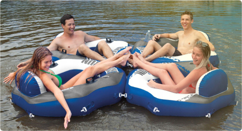 Крісло-коло надувне для плавання Intex 58854 «River Run» (126*130 см, підсклян., спинка, ручки, защелки для швартовки, сітка на дні, 10+, до 150 кг)і фото 7