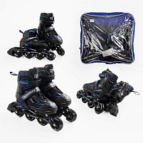 Ролики дитячі Best Roller 72366-М (розсувні, розмір 34-38, колеса: 4/Ø65 мм/PU, в один ряд, гальмо: задніє, підсвітка, сумка, синій)