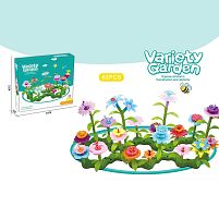 Конструктор B 6969-2 “Квітковий сад”, 62 елементи, звивиста зелена основа, квіти, листочки зі стеблами, в коробці