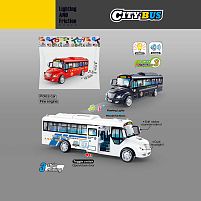 Автобус 7733 3 кольори, звуки, підсвічування, інерція, гумові шини, на батарейках, відчиняються двері, в пакеті, ВИДАЄТЬСЯ ТІЛЬКИ МІКС ВИДІВ